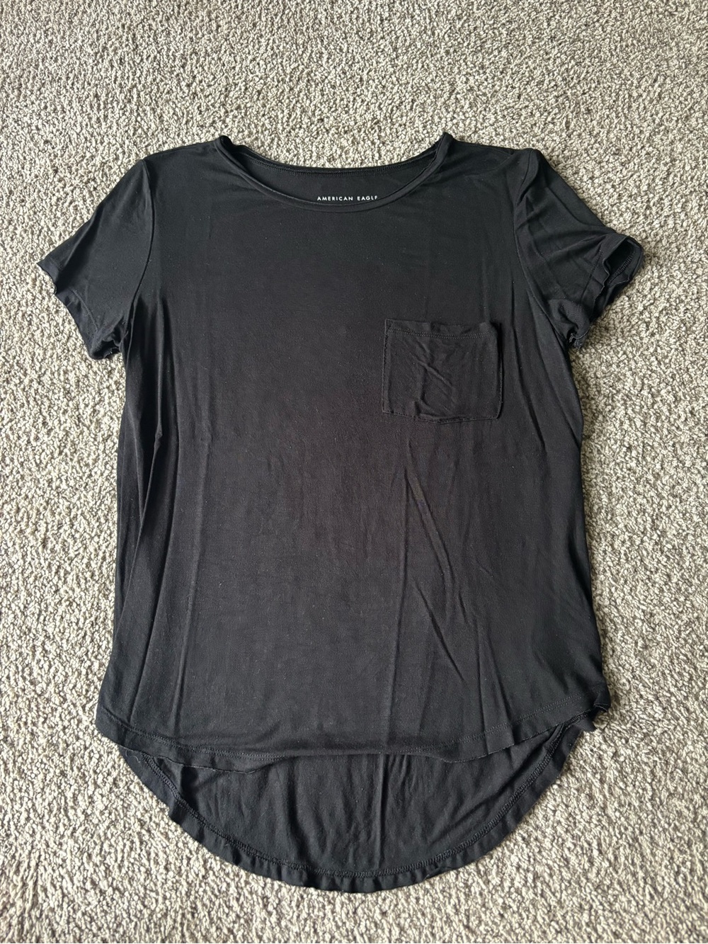 American Eagle Outfitters Black Short-Sleeve Soft and Sexy Pocket Tee